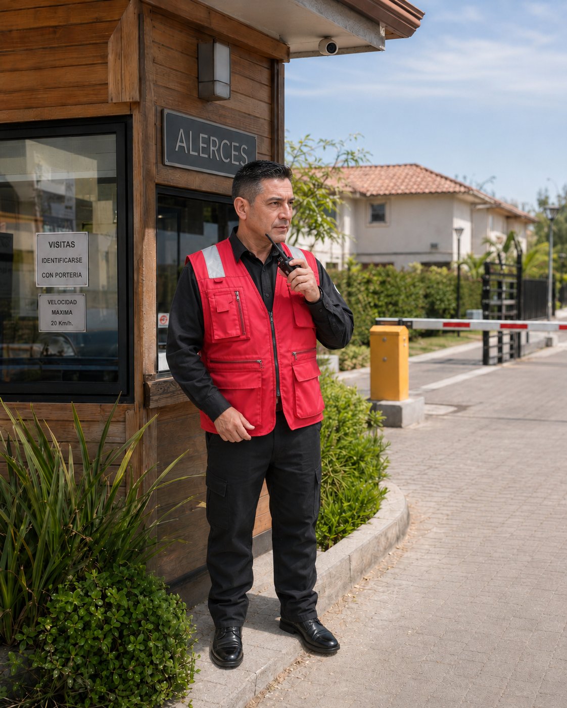Guardia de United Security en la portería de un condominio