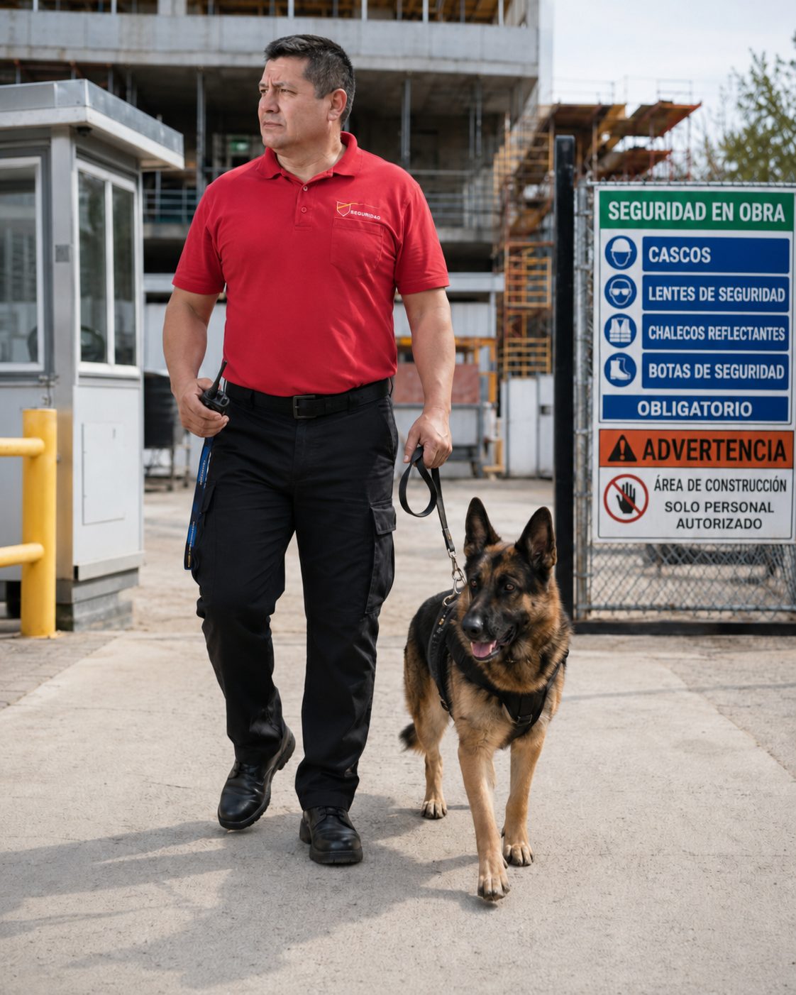 Guardia de United Security con apoyo canino en una faena